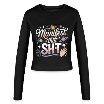Kosmischer Manifest Pastell - Frauen Slim Fit Langarmshirt - Schwarz - Vorne - AI Model Female 172 light (172cm)