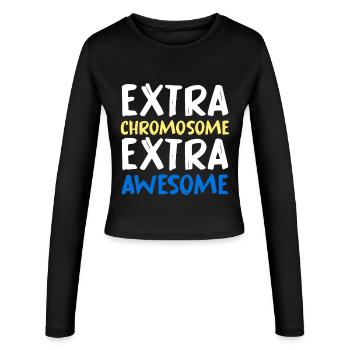Extra Chromosome Extra Awesome - Frauen Slim Fit Langarmshirt - Schwarz - Vorne - AI Model Female 172 light (172cm)