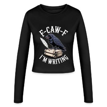 Raven quill and scrolls - Women's Slim Fit Longsleeve - black - Front - AI Model Female 172 light (172cm)