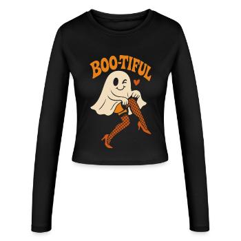 Boo-tiful drôle dire fête d’Halloween - Manches longues slim fit Femme - noir - Devant - AI Model Female 172 light (172cm)