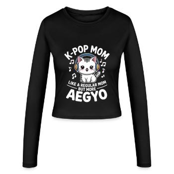 K-Pop Maman Drôle Corée Musique Aegyo - Manches longues slim fit Femme - noir - Devant - AI Model Female 172 light (172cm)