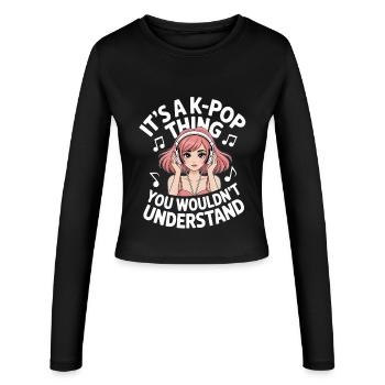 K-Pop Chose Drôle Corée Musique Anime - Manches longues slim fit Femme - noir - Devant - AI Model Female 172 light (172cm)