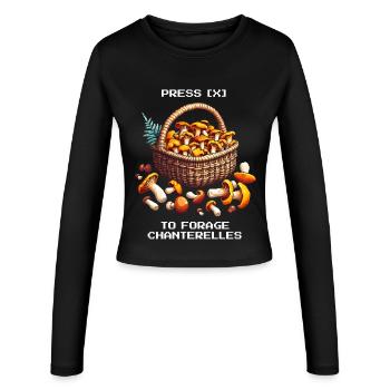 Press [X] to collect | Chanterelles Foraging - Women's Slim Fit Longsleeve - black - Front - AI Model Female 172 light (172cm)