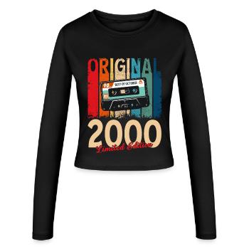 Cassette 25ème Anniversaire Octobre Millésime 2000 - Manches longues slim fit Femme - noir - Devant - AI Model Female 172 light (172cm)