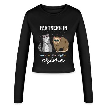 Partner in Crime Cat Duo - Women's Slim Fit Longsleeve - black - Front - AI Model Female 172 light (172cm)