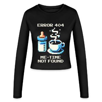 Erreur 404 : Me-Time est manquant | Maman, Café, Vie Quotidienne - Manches longues slim fit Femme - noir - Devant - AI Model Female 172 light (172cm)