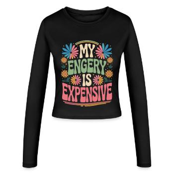 Mon énergie est chère - Manches longues slim fit Femme - noir - Devant - AI Model Female 172 light (172cm)