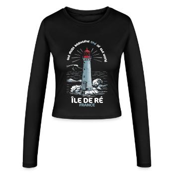 Ile de Ré Voyage Charente Maritimer Leuchtturm - Frauen Slim Fit Langarmshirt - Schwarz - Vorne - AI Model Female 172 light (172cm)