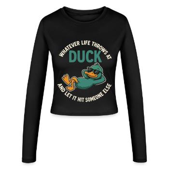 Entspannter Entenhumor Für Coole Typen - Frauen Slim Fit Langarmshirt - Schwarz - Vorne - AI Model Female 172 light (172cm)