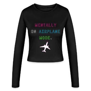 Mentally on Airplane Mode - Frauen Slim Fit Langarmshirt - Schwarz - Vorne - AI Model Female 172 light (172cm)