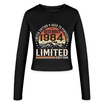Dezember 1984 - Frauen Slim Fit Langarmshirt - Schwarz - Vorne - AI Model Female 172 light (172cm)