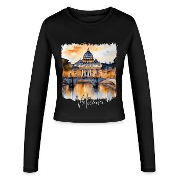 Aquarelle du Vatican - Manches longues slim fit Femme - noir - Devant - AI Model Female 172 light (172cm)