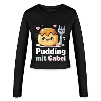 Pudding with fork - Women's Slim Fit Longsleeve - black - Front - AI Model Female 172 light (172cm)