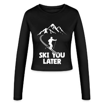 Ski You Later Après Ski Party Crew Schneeskifahren - Frauen Slim Fit Langarmshirt - Schwarz - Vorne - AI Model Female 172 light (172cm)
