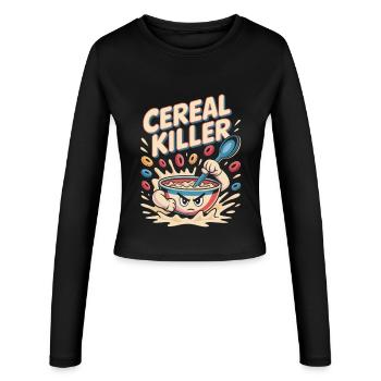 Retro Frühstück - Frauen Slim Fit Langarmshirt - Schwarz - Vorne - AI Model Female 172 light (172cm)