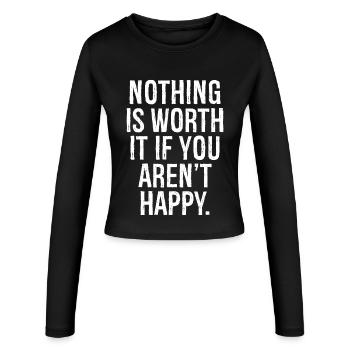 Rien n’en vaut la peine si tu n’es pas heureux - Manches longues slim fit Femme - noir - Devant - AI Model Female 172 light (172cm)