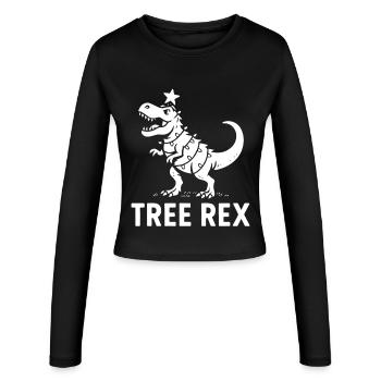 arbre rex dinosaure Noël Fun Vacances en famille - Manches longues slim fit Femme - noir - Devant - AI Model Female 172 light (172cm)