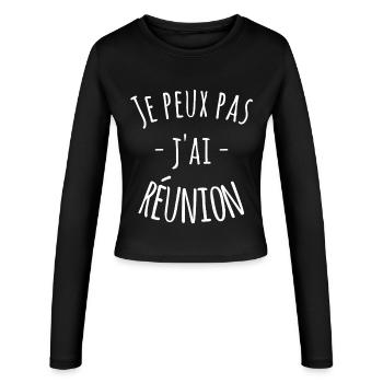 Je Peux Pas J'ai Réunion - Humour Travail Boulot  - Manches longues slim fit Femme - noir - Devant - AI Model Female 172 light (172cm)