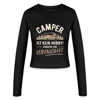 Camper | Kein Hobby sondern Leidenschaft - Frauen Slim Fit Langarmshirt - Schwarz - Vorne - AI Model Female 172 light (172cm)