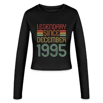 Legendär seit Dezember 1995, Retro, Geburtstag - Frauen Slim Fit Langarmshirt - Schwarz - Vorne - AI Model Female 172 light (172cm)