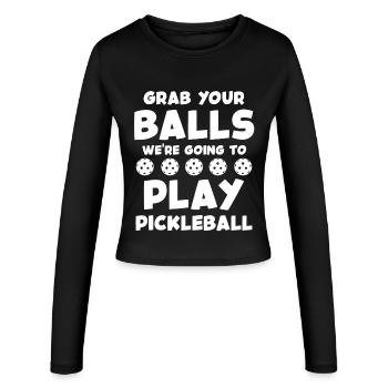 Pickleball Motto Lettering - Women's Slim Fit Longsleeve - black - Front - AI Model Female 172 light (172cm)