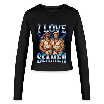 I Love Seamen Lustige Wortspiel-Parodie - Frauen Slim Fit Langarmshirt - Schwarz - Vorne - AI Model Female 172 light (172cm)