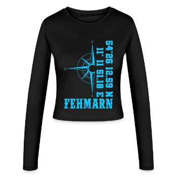 Ostsee Insel FEHMARN Souvenier Lustiges - Frauen Slim Fit Langarmshirt - Schwarz - Vorne - AI Model Female 172 light (172cm)
