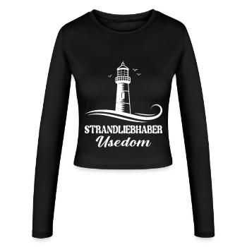 Usedom Holiday BEACH LOVERS USEDOM Lighthouse - Women's Slim Fit Longsleeve - black - Front - AI Model Female 172 light (172cm)