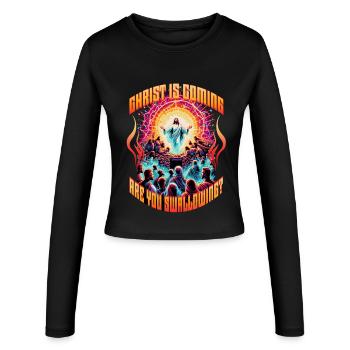 Le Christ arrive. Tu avale ? Inutilisable - Manches longues slim fit Femme - noir - Devant - AI Model Female 172 light (172cm)