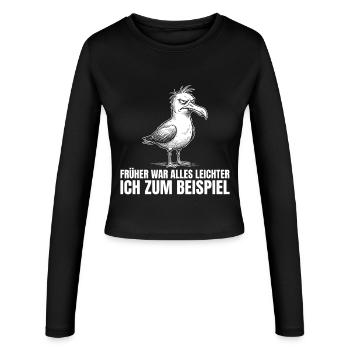 Früher war alles leichter – Ich zum Beispiel - Frauen Slim Fit Langarmshirt - Schwarz - Vorne - AI Model Female 172 light (172cm)