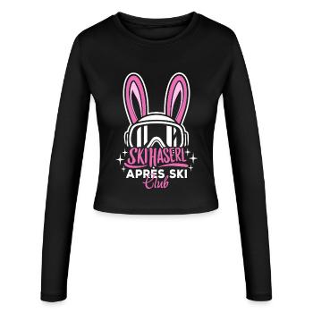 Skishaserl Après Ski Club | Ski | Wintersport - Frauen Slim Fit Langarmshirt - Schwarz - Vorne - AI Model Female 172 light (172cm)