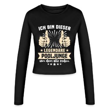 Pooljunge Sprüche - Frauen Slim Fit Langarmshirt - Schwarz - Vorne - AI Model Female 172 light (172cm)