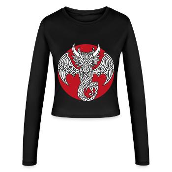 Dragon celtique blanc sur fond rouge - Manches longues slim fit Femme - noir - Devant - AI Model Female 172 light (172cm)
