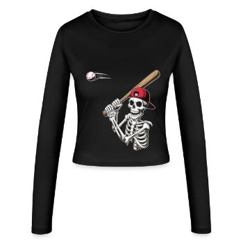 Baseball Skeleton - Manches longues slim fit Femme - noir - Devant - AI Model Female 172 light (172cm)