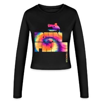 Parkour Run Free  - Women's Slim Fit Longsleeve - black - Front - AI Model Female 172 light (172cm)
