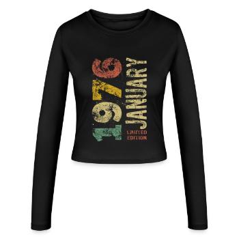 Limited Edition January 1976 Geburtstag Geschenk - Frauen Slim Fit Langarmshirt - Schwarz - Vorne - AI Model Female 172 light (172cm)