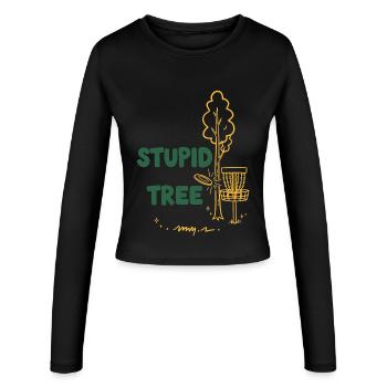 Arbre stupide Disc Golfeur drôle Frisbee Golf - Manches longues slim fit Femme - noir - Devant - AI Model Female 172 light (172cm)