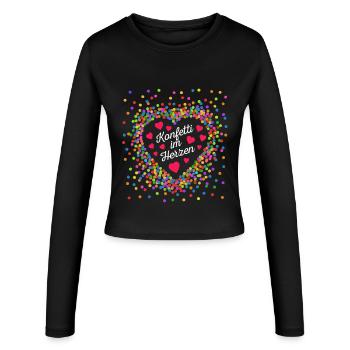 Konfetti im Herzen - Karneval im Blut Kostüm - Frauen Slim Fit Langarmshirt - Schwarz - Vorne - AI Model Female 172 light (172cm)
