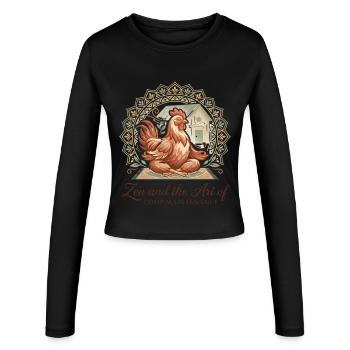 Zen And The Art Of Coop Maintenance Huhn - Frauen Slim Fit Langarmshirt - Schwarz - Vorne - AI Model Female 172 light (172cm)