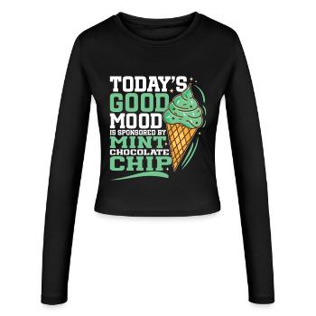 Minzcreme-Dessert-Liebhaber italienische Minze - Frauen Slim Fit Langarmshirt - Schwarz - Vorne - AI Model Female 172 light (172cm)