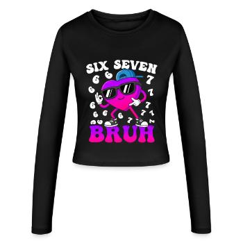 Six Seven 6 7 Meme 67 Trend Valentines Day - Frauen Slim Fit Langarmshirt - Schwarz - Vorne - AI Model Female 172 light (172cm)