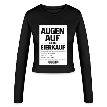 Restez vigilant lorsque vous achetez des œufs - Manches longues slim fit Femme - noir - Devant - AI Model Female 172 light (172cm)