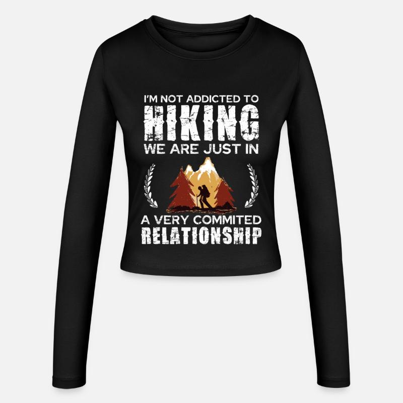 Impegno per l'escursionismo Design delle T-shirt - Maglietta a maniche lunghe slim fit da donna - nero