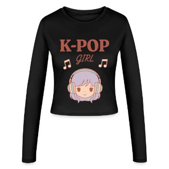 Fille de K-Pop Musique coréenne Fans mignons de Kpop en Corée - Manches longues slim fit Femme - noir - Devant - AI Model Female 172 light (172cm)