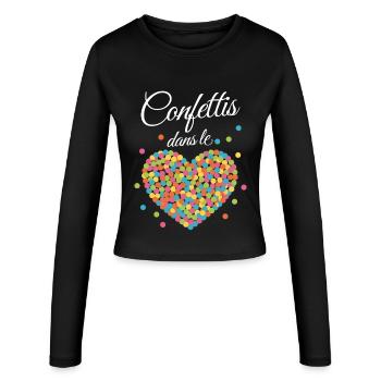 Festliches Konfettiherz - Frauen Slim Fit Langarmshirt - Schwarz - Vorne - AI Model Female 172 light (172cm)