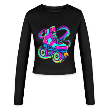 Rollschuh - Frauen Slim Fit Langarmshirt - Schwarz - Vorne - AI Model Female 172 light (172cm)