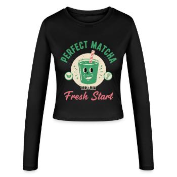 Perfect Matcha Fresh Start Matcha Tea Lover Green - Frauen Slim Fit Langarmshirt - Schwarz - Vorne - AI Model Female 172 light (172cm)