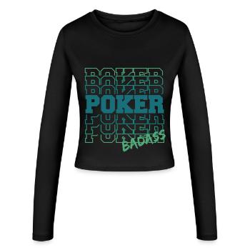 Cooler Poker-Gradienten-Tippfehler - Frauen Slim Fit Langarmshirt - Schwarz - Vorne - AI Model Female 172 light (172cm)