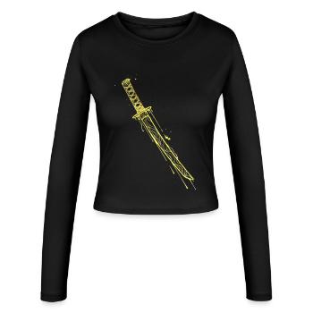 Golden Katana Samurai Sword - Women's Slim Fit Longsleeve - black - Front - AI Model Female 172 light (172cm)