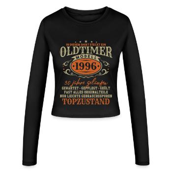 Cadeau d’anniversaire vintage de l’année des voitures anciennes 1996 - Manches longues slim fit Femme - noir - Devant - AI Model Female 172 light (172cm)